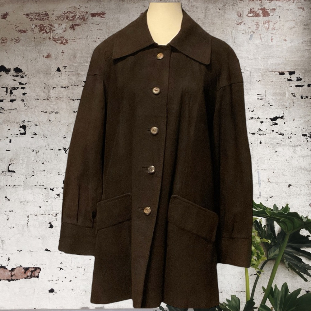 HERRERO Y RODERO * VINTAGE* 70S Brown Suede a-line cut Jacket Size M